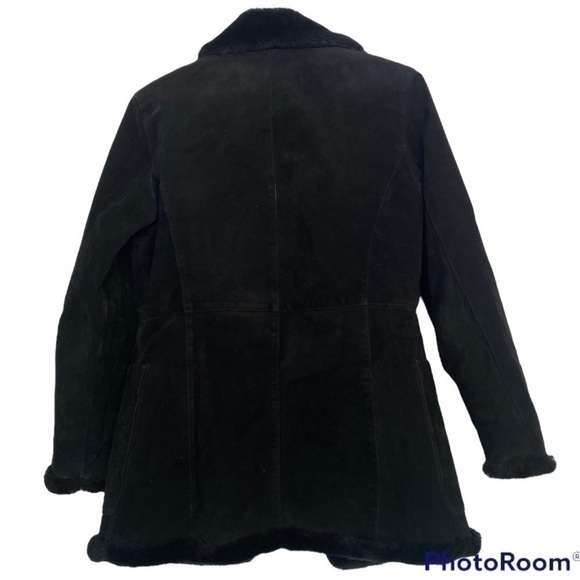 VINTAGE 90’s BEYOND SPORT MEDIUM 100% GENUINE LEATHER COAT WITH FUZY LINED - Picture 5 of 6